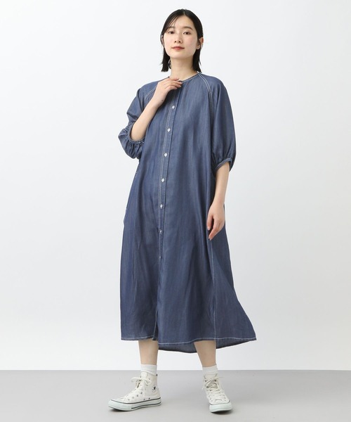 新品 Natural by studio CLIP 綿麻デニムコートワンピース erikaさんコラボ】リネンデニムコートワンピース