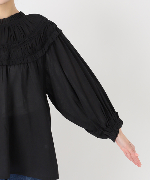 B.C STOCK（ベーセーストック）の「手洗い可 / ボイル2WAYギャザーブラウス（シャツ/ブラウス・レディース・ホワイト/ブラウン/ブラック・FREE）」の14枚目の写真