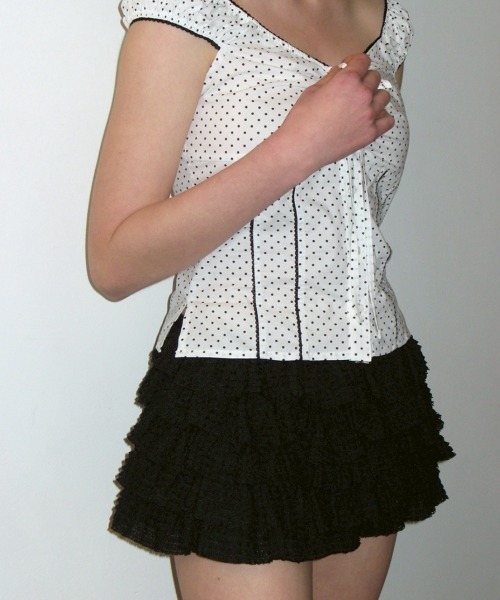 CRANK(クランク)の「【CRANK】LACE CANCAN SKIRT PANTS / 【クランク】レースカンカンスカートパンツ(スカート・レディース・ブラック/ホワイト・ONE SIZE)」の7枚目の写真
