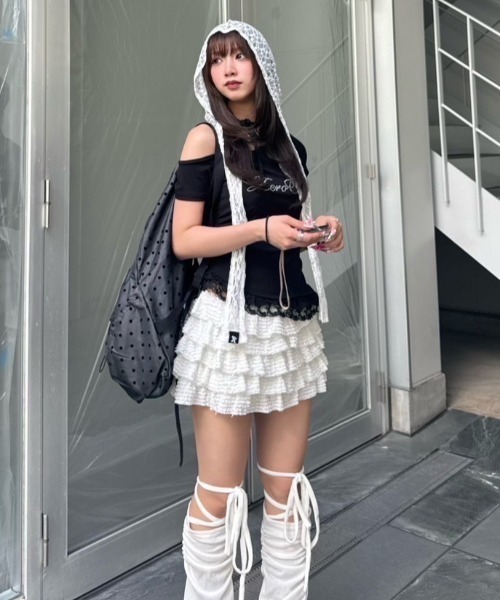 crank クランク　カンカンフリルミニスカート セール】【CRANK】LACE CANCAN SKIRT PANTS / 【クランク】レース