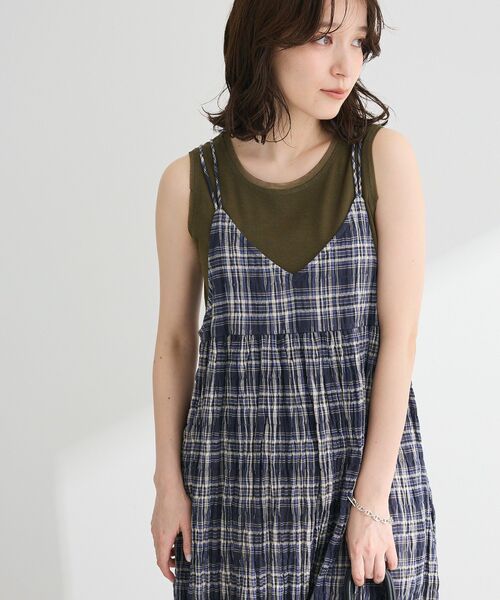 Green　Parks（グリーンパークス）の「チュールドッキングタンクトップ（タンクトップ・レディース・ブラック/カーキ/オフホワイト・FREE）」の3枚目の写真