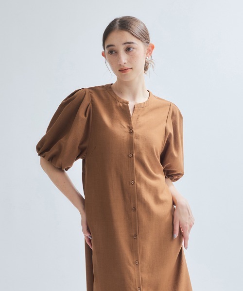 ketty(ケティ)の「タンブラーブッチャー前開きワンピース≪手洗い可能≫(ワンピース・レディース・ブルー/ブラウン/ライトグレー・M)」の2枚目の写真