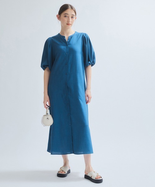 ketty(ケティ)の「タンブラーブッチャー前開きワンピース≪手洗い可能≫(ワンピース・レディース・ブルー/ブラウン/ライトグレー・M)」の3枚目の写真