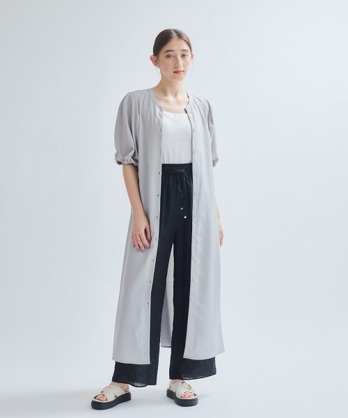 ketty(ケティ)の「タンブラーブッチャー前開きワンピース≪手洗い可能≫(ワンピース・レディース・ブルー/ブラウン/ライトグレー・M)」の4枚目の写真