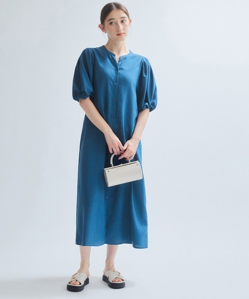 ketty(ケティ)の「タンブラーブッチャー前開きワンピース≪手洗い可能≫(ワンピース・レディース・ブルー/ブラウン/ライトグレー・M)」の7枚目の写真