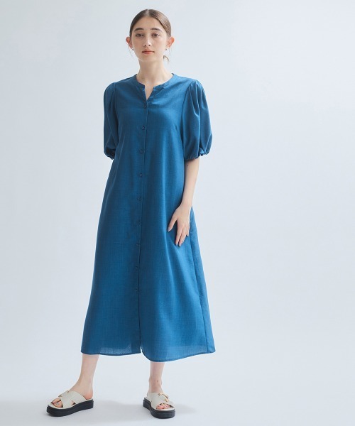 ketty(ケティ)の「タンブラーブッチャー前開きワンピース≪手洗い可能≫(ワンピース・レディース・ブルー/ブラウン/ライトグレー・M)」の8枚目の写真