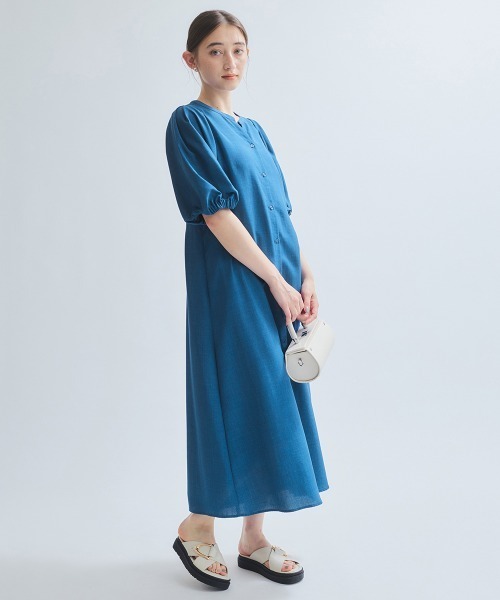 ketty(ケティ)の「タンブラーブッチャー前開きワンピース≪手洗い可能≫(ワンピース・レディース・ブルー/ブラウン/ライトグレー・M)」の9枚目の写真