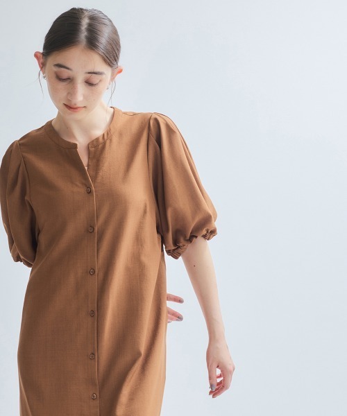 ketty(ケティ)の「タンブラーブッチャー前開きワンピース≪手洗い可能≫(ワンピース・レディース・ブルー/ブラウン/ライトグレー・M)」の16枚目の写真