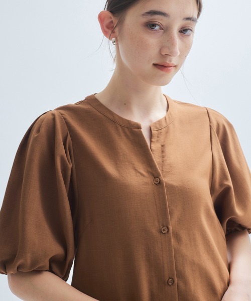 ketty(ケティ)の「タンブラーブッチャー前開きワンピース≪手洗い可能≫(ワンピース・レディース・ブルー/ブラウン/ライトグレー・M)」の17枚目の写真