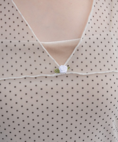 idem（イデム）の「sheer dot tank top / シアードットタンクトップ（タンクトップ・レディース・アイボリー/ブラック・FREE）」の6枚目の写真