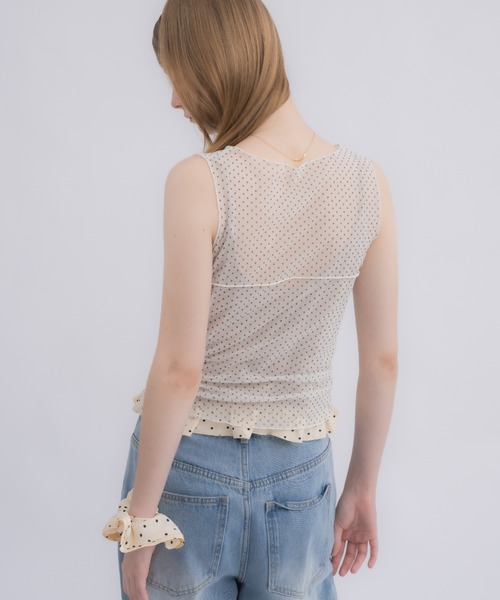 idem（イデム）の「sheer dot tank top / シアードットタンクトップ（タンクトップ・レディース・アイボリー/ブラック・FREE）」の10枚目の写真