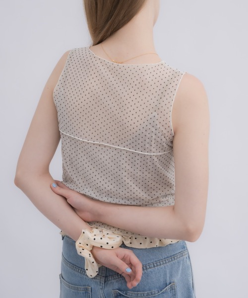 idem（イデム）の「sheer dot tank top / シアードットタンクトップ（タンクトップ・レディース・アイボリー/ブラック・FREE）」の11枚目の写真