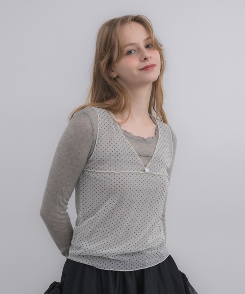 idem（イデム）の「sheer dot tank top / シアードットタンクトップ（タンクトップ・レディース・アイボリー/ブラック・FREE）」の15枚目の写真