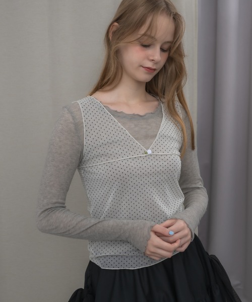 idem（イデム）の「sheer dot tank top / シアードットタンクトップ（タンクトップ・レディース・アイボリー/ブラック・FREE）」の17枚目の写真