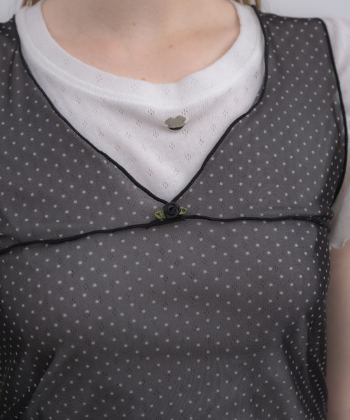 idem（イデム）の「sheer dot tank top / シアードットタンクトップ（タンクトップ・レディース・アイボリー/ブラック・FREE）」の21枚目の写真