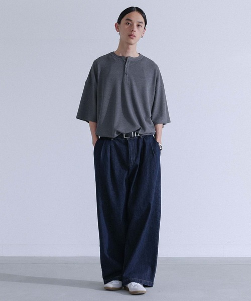 MDR(エムディアール)の「ワッフルヘンリーネックTシャツ(Tシャツ/カットソー・メンズ・ブルー/チャコール・M/L)」の7枚目の写真
