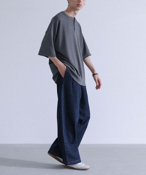 MDR(エムディアール)の「ワッフルヘンリーネックTシャツ(Tシャツ/カットソー・メンズ・ブルー/チャコール・M/L)」の8枚目の写真