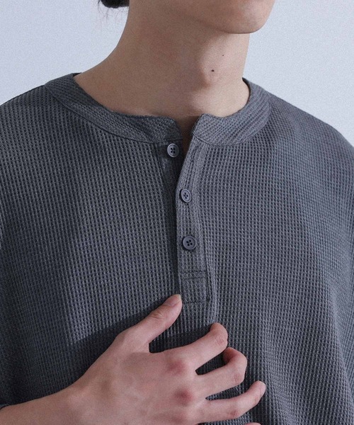 MDR(エムディアール)の「ワッフルヘンリーネックTシャツ(Tシャツ/カットソー・メンズ・ブルー/チャコール・M/L)」の19枚目の写真