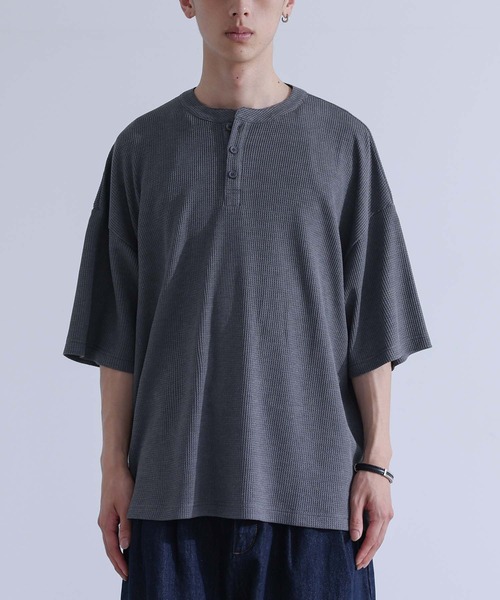 MDR(エムディアール)の「ワッフルヘンリーネックTシャツ(Tシャツ/カットソー・メンズ・ブルー/チャコール・M/L)」の16枚目の写真