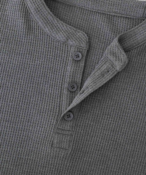 MDR(エムディアール)の「ワッフルヘンリーネックTシャツ(Tシャツ/カットソー・メンズ・ブルー/チャコール・M/L)」の22枚目の写真