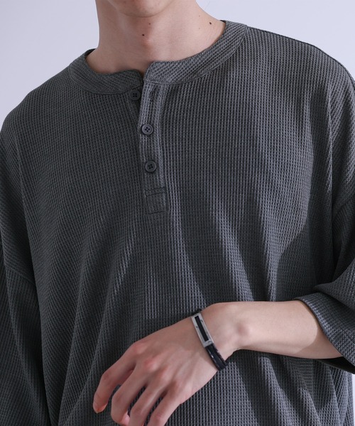 MDR(エムディアール)の「ワッフルヘンリーネックTシャツ(Tシャツ/カットソー・メンズ・ブルー/チャコール・M/L)」の4枚目の写真