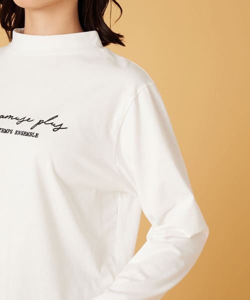BELLUNA PLUS（ベルーナ）の「刺しゅうロゴ使いハイネックプルオーバー（Tシャツ/カットソー・レディース・チャコールグレー/オフホワイト/ブルーグレー・MEDIUM/LARGE/X-LARGE）」の17枚目の写真