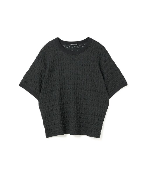 mizuiroind(ミズイロインド)の「mizuiro ind ストレッチレースクルーネックTシャツ(Tシャツ/カットソー・レディース・オフホワイト/ブラック/グレー・FREE)」の2枚目の写真