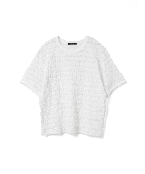 mizuiroind(ミズイロインド)の「mizuiro ind ストレッチレースクルーネックTシャツ(Tシャツ/カットソー・レディース・オフホワイト/ブラック/グレー・FREE)」の4枚目の写真
