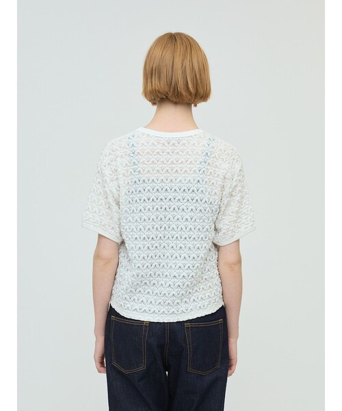mizuiroind(ミズイロインド)の「mizuiro ind ストレッチレースクルーネックTシャツ(Tシャツ/カットソー・レディース・オフホワイト/ブラック/グレー・FREE)」の10枚目の写真