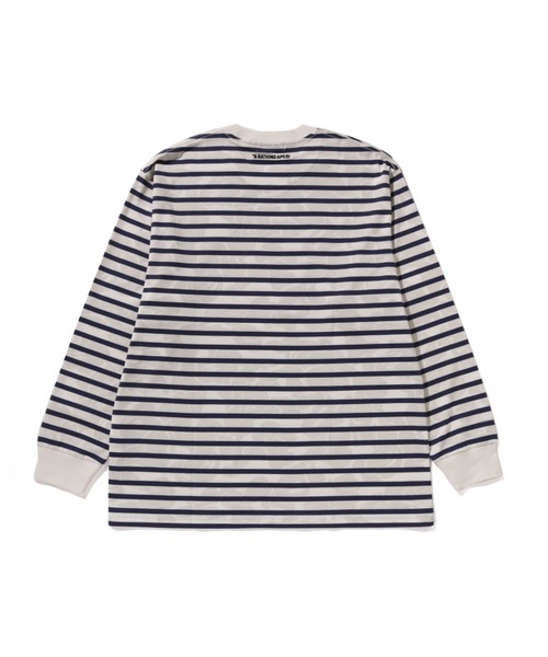 A BATHING APE(アベイシングエイプ)の「SOLID CAMO ONE POINT RELAXED FIT STRIPE LS TEE(Tシャツ/カットソー・メンズ・ブラック/アイボリー・XX-LARGE/LARGE/SMALL/X-LARGE/MEDIUM)」の3枚目の写真