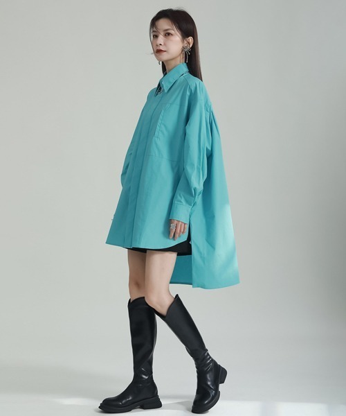 rehacer(レアセル)の「ONE COLOR Laboratory : Backline Oversize Shirt / バックラインオーバーサイズシャツ(シャツ/ブラウス・レディース・ブルー・FREE)」の7枚目の写真
