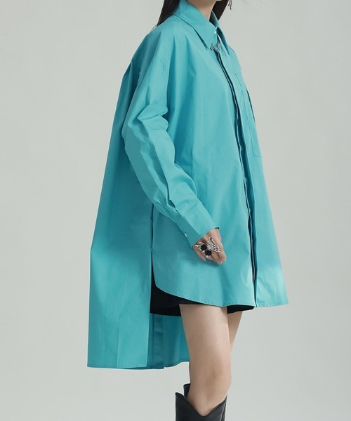 rehacer(レアセル)の「ONE COLOR Laboratory : Backline Oversize Shirt / バックラインオーバーサイズシャツ(シャツ/ブラウス・レディース・ブルー・FREE)」の4枚目の写真