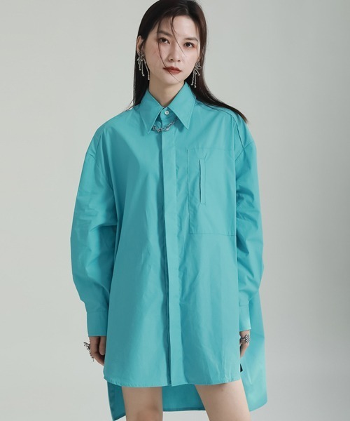 rehacer(レアセル)の「ONE COLOR Laboratory : Backline Oversize Shirt / バックラインオーバーサイズシャツ(シャツ/ブラウス・レディース・ブルー・FREE)」の12枚目の写真