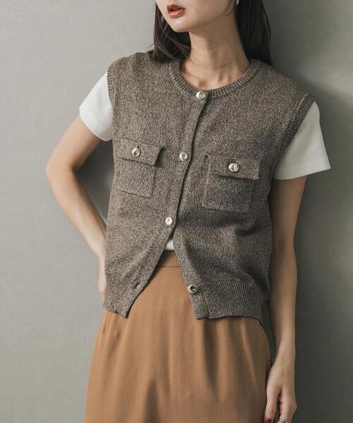 SENSE OF PLACE by URBAN RESEARCH（センスオブプレイスバイアーバンリサーチ）の「メタルボタンポケットベスト（ベスト・レディース・ライトブルー/ブラック/アイボリー/ブラウン・ONE）」の3枚目の写真