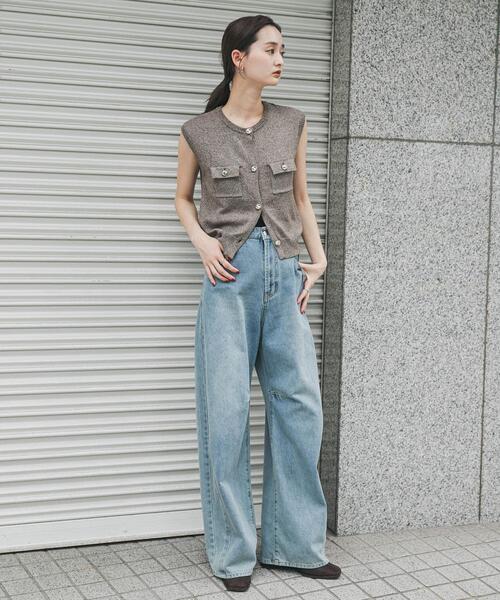 SENSE OF PLACE by URBAN RESEARCH（センスオブプレイスバイアーバンリサーチ）の「メタルボタンポケットベスト（ベスト・レディース・ライトブルー/ブラック/アイボリー/ブラウン・ONE）」の5枚目の写真