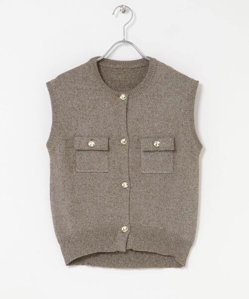 SENSE OF PLACE by URBAN RESEARCH（センスオブプレイスバイアーバンリサーチ）の「メタルボタンポケットベスト（ベスト・レディース・ライトブルー/ブラック/アイボリー/ブラウン・ONE）」の6枚目の写真