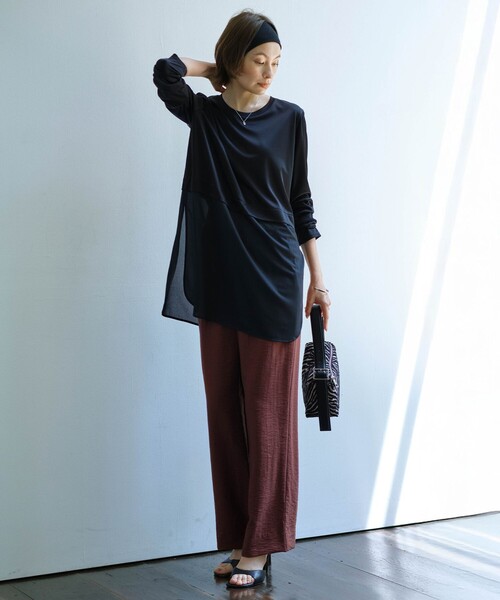 ICB(アイシービー)の「シアージャージーコンビ カットソー(Tシャツ/カットソー・レディース・グレー系/ブラック系/アイボリー系/ダルブルー系・SMALL/MEDIUM/X-SMALL)」の8枚目の写真
