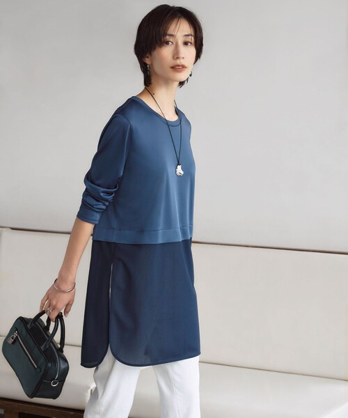 ICB(アイシービー)の「シアージャージーコンビ カットソー(Tシャツ/カットソー・レディース・グレー系/ブラック系/アイボリー系/ダルブルー系・SMALL/MEDIUM/X-SMALL)」の14枚目の写真