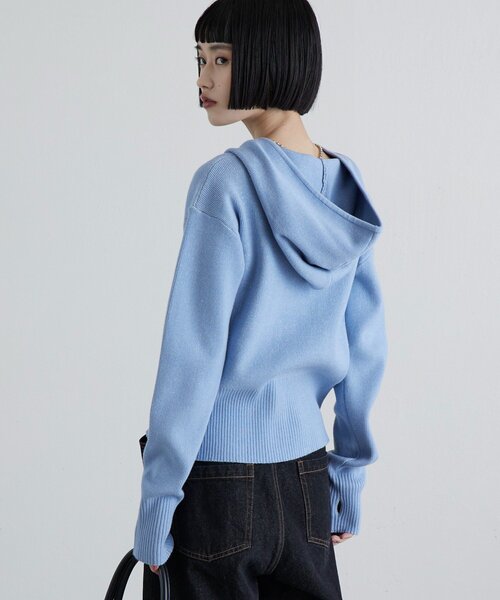 Lui's（ルイス）の「フードZIPニットパーカー（ニット/セーター・レディース・グレー/ベージュ/ブラック/サックスブルー・FREE）」の17枚目の写真