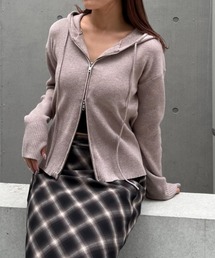 フードZIPニットパーカー