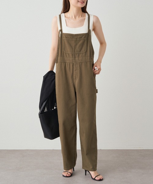 PUAL CE CIN（ピュアルセシン）の「甘撚りツイルサロペット（サロペット/オーバーオール・レディース・チャコールグレー/カーキ・FREE）」の2枚目の写真