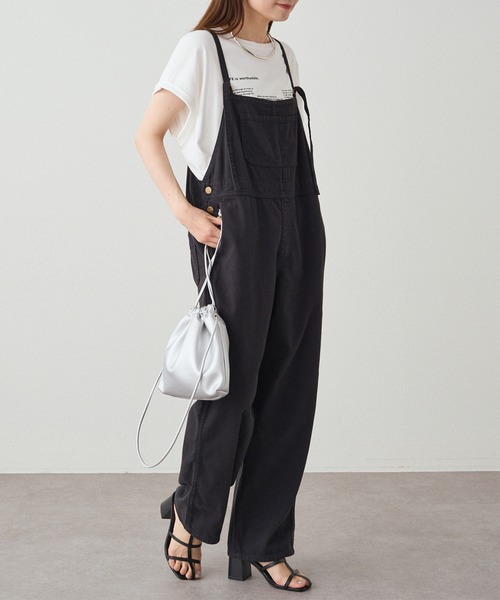 PUAL CE CIN（ピュアルセシン）の「甘撚りツイルサロペット（サロペット/オーバーオール・レディース・チャコールグレー/カーキ・FREE）」の8枚目の写真