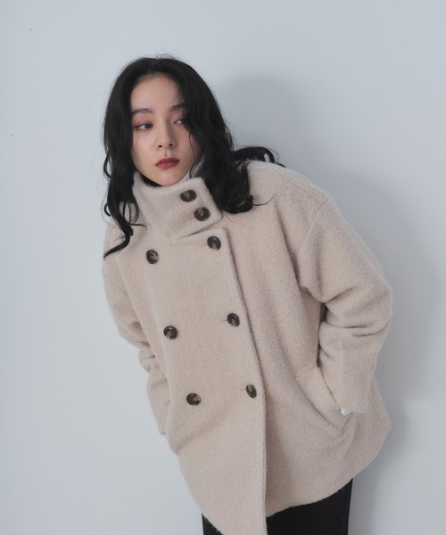 Shelly island（シェリーアイランド）の「2WAYシャギーミドルコート（その他アウター・レディース・ホワイト/グレー・FREE）」の3枚目の写真