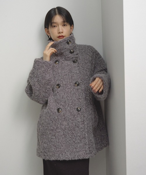 Olu. 2wayシャギーミドルコート グレー 2WAYシャギーミドルコート（その他アウター）｜Shelly island