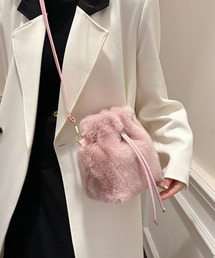 ロラライハリス♡ラベンダーピンクベルベット♡刺繍の肩掛けワンハンドル巾着バッグ♡ ロラライハリス♡ラベンダーピンクベルベット♡刺繍の肩掛けワン