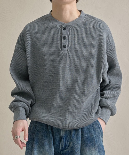 epnok（エプノック）の「ワッフルヘンリーネックTee（Tシャツ/カットソー・メンズ・ブラック/グレー/ブラック系その他・SMALL/MEDIUM/LARGE）」の5枚目の写真