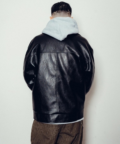 Subciety(サブサエティ）　黒　レザージャケット Subciety｜FAUX LEATHER PADDED JKT | Rakuten Fashion(楽天