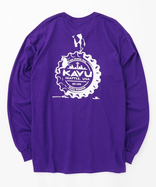 KAVU（カブー）の「KAVU/カブー Crown Frog LS Tee/クラウンフロッグティー（Tシャツ/カットソー・メンズ・パープル/ホワイト/ライトグリーン/ブラック・MEDIUM/X-LARGE/LARGE）」の4枚目の写真
