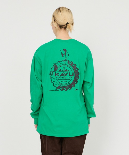 KAVU（カブー）の「KAVU/カブー Crown Frog LS Tee/クラウンフロッグティー（Tシャツ/カットソー・メンズ・パープル/ホワイト/ライトグリーン/ブラック・MEDIUM/X-LARGE/LARGE）」の3枚目の写真