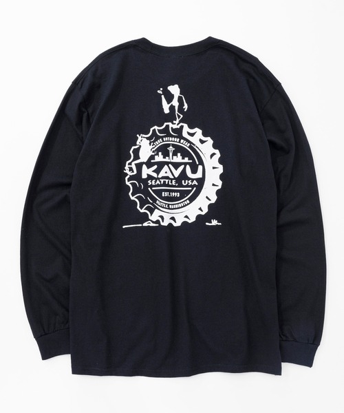 KAVU（カブー）の「KAVU/カブー Crown Frog LS Tee/クラウンフロッグティー（Tシャツ/カットソー・メンズ・パープル/ホワイト/ライトグリーン/ブラック・MEDIUM/X-LARGE/LARGE）」の2枚目の写真